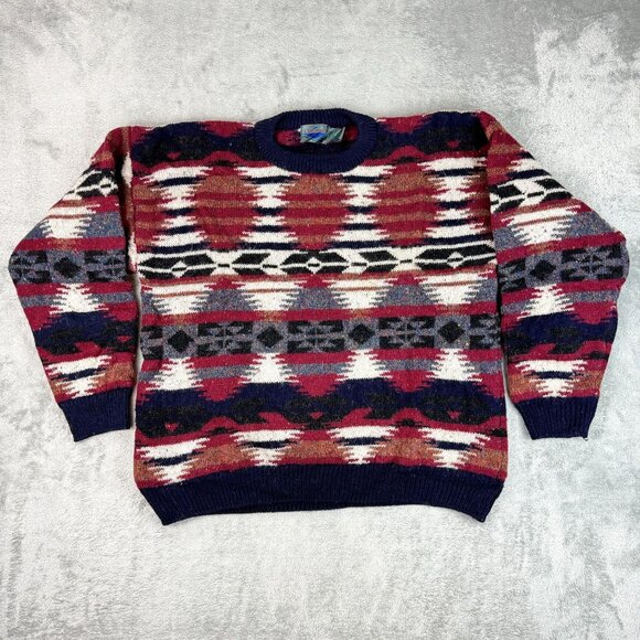 Vintage Etchings Shetland Wool Aztec Sweater Pullover Southwestern Navajo Men XL - Picture 3 of 8